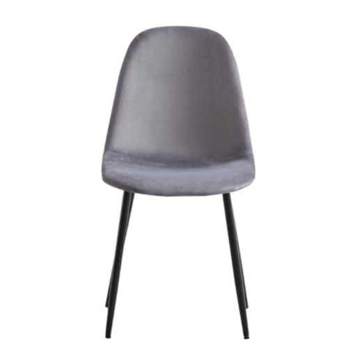 Image de chaise scandinave de salle à manger gris tissu velours antitaches pieds acier inoxydable maison des meubles