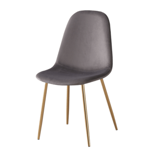 Image de chaise scandinave de salle à manger gris tissu velours antitaches pieds acier inoxydable maison des meubles