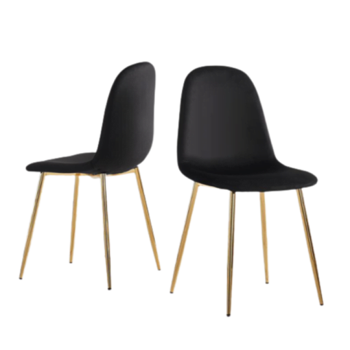 Image de chaise scandinave de salle à manger noir tissu velours antitaches pieds acier inoxydable maison des meubles