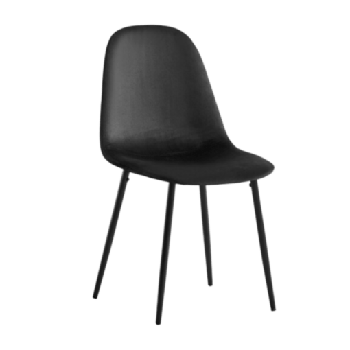 Image de chaise scandinave de salle à manger noir tissu velours antitaches pieds acier inoxydable maison des meubles