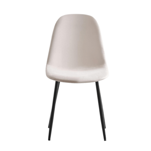 Image de chaise scandinave de salle à manger beige tissu velours antitaches pieds acier inoxydable maison des meubles