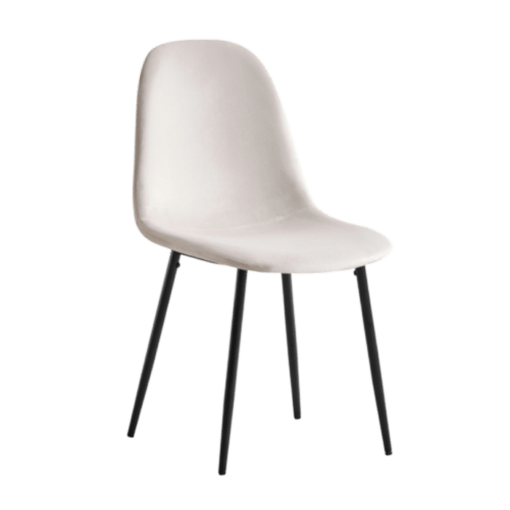 Image de chaise scandinave de salle à manger beige tissu velours antitaches pieds acier inoxydable maison des meubles