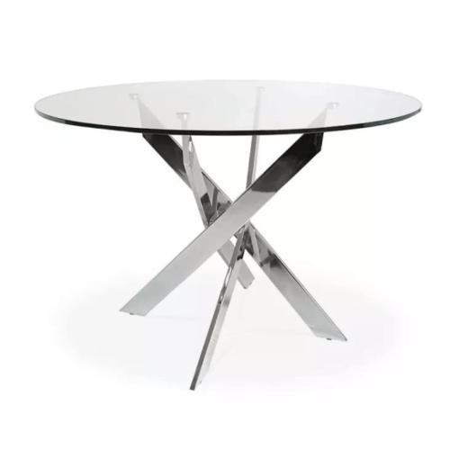 Photo de Table salle à manger design ronde Jessica pieds en acier de chez maison des meubles