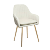 Image de chaise Havana de salle à manger beige tissu velours antitaches pieds acier inoxydable chez maison des meubles