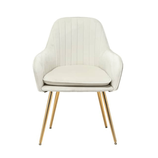 Image de chaise Havana de salle à manger beige tissu velours antitaches pieds acier inoxydable chez maison des meubles