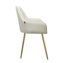 Image de chaise Havana de salle à manger beige tissu velours antitaches pieds acier inoxydable chez maison des meubles