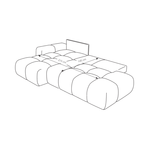 Schéma canapé d'angle convertible coffre Bubble tissu velours antitaches beige maison des meubles