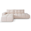 Canapé d'angle convertible Bubble tissu velours antitaches beige maison des meubles