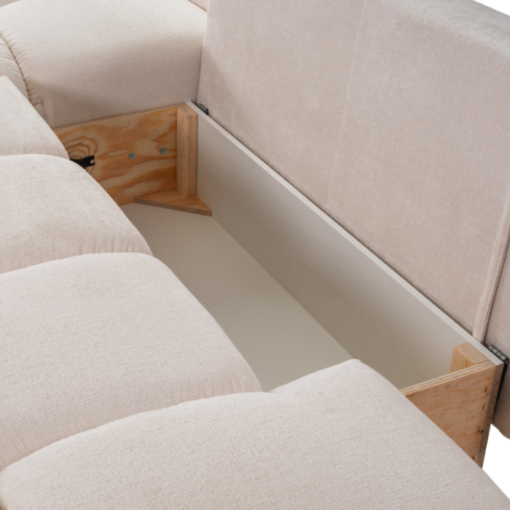 Canapé d'angle convertible Bubble tissu velours antitaches beige maison des meubles