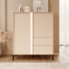 Commode Darius beige avec rangement pieds noir salon design mélaminé maison des meubles