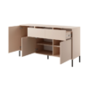 Commode Darius beige avec rangement pieds noir salon design mélaminé maison des meubles