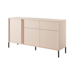 Commode Darius beige avec rangement pieds noir salon design mélaminé maison des meubles
