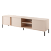 Meuble TV Darius beige avec tiroir et rangement pieds noir salon design mélaminé maison des meubles