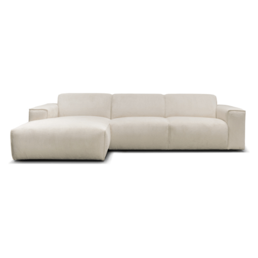 Image de canapé d'angle Cali tissu velours beige sur fond blanc