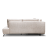 Image de canapé d'angle convertible coffre Kamelia tissu velours antitaches beige sur fond blanc