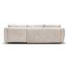 Image de canapé d'angle convertible coffre Kamelia tissu velours antitaches beige sur fond blanc