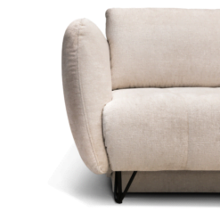 Image de canapé d'angle convertible coffre Kamelia tissu velours antitaches beige sur fond blanc