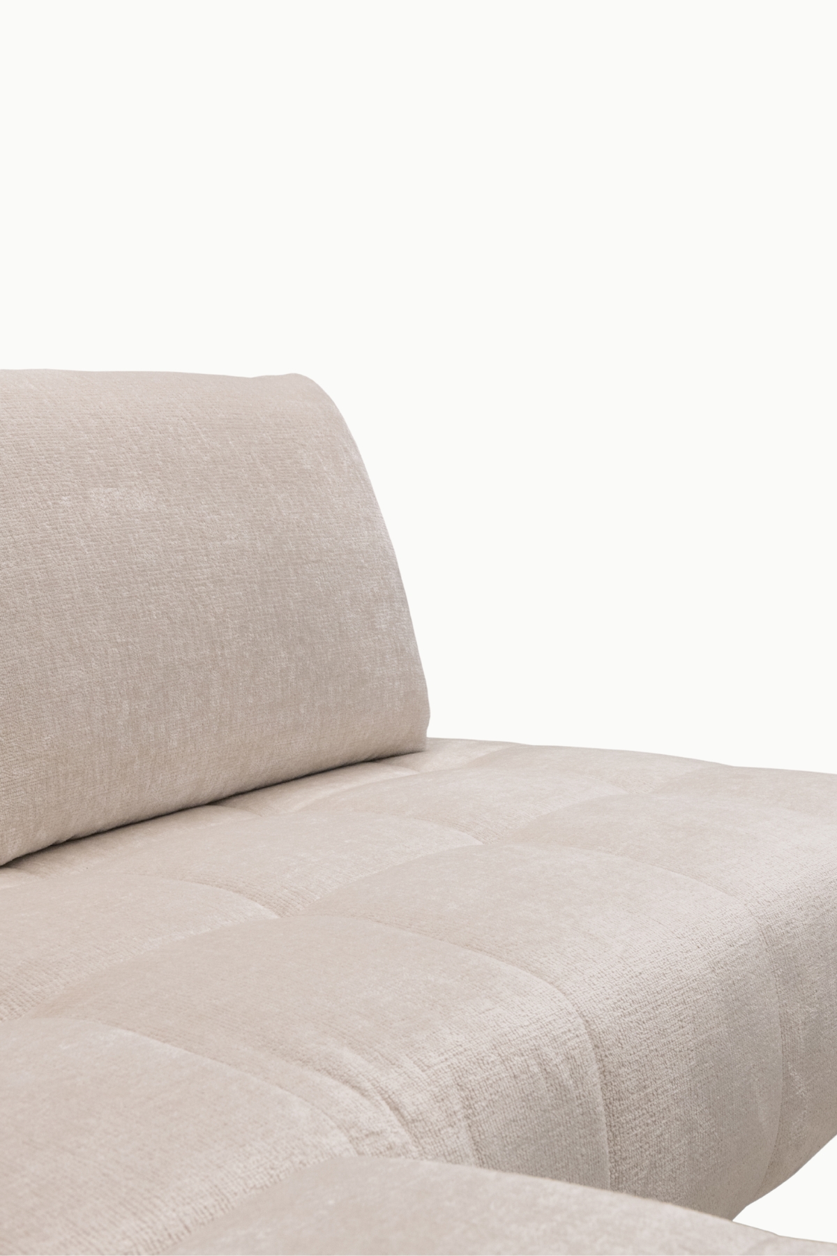 canapé d'angle Kamelia en tissu chenille, avec accoudoirs design, modèle convertible avec coffre de rangement