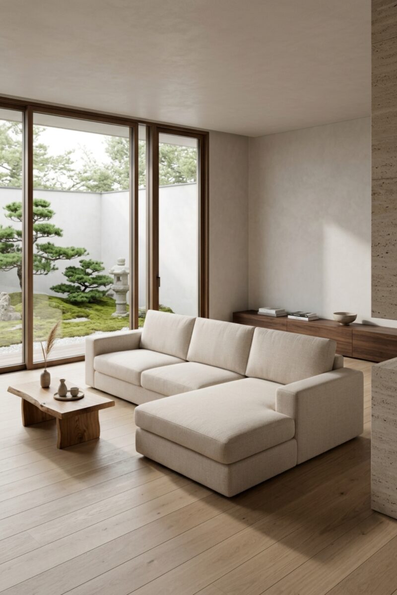 CANAPE RIVIERA M CHENILLE BEIGE ANGLE DROIT