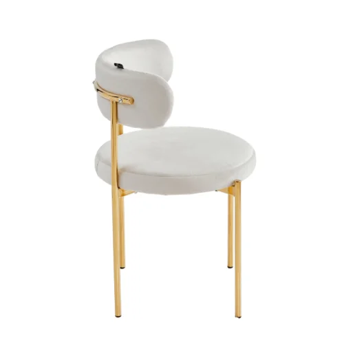 CHAISE SOHO EN VELOURS BEIGE ET PIEDS DORE