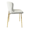 Image de chaise Carmen de salle à manger beige tissu velours antitaches pieds acier inoxydable chez maison des meubles