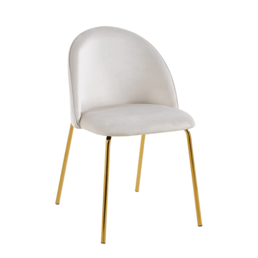 Image de chaise Genova de salle à manger beige tissu velours antitaches pieds acier inoxydable chez maison des meubles