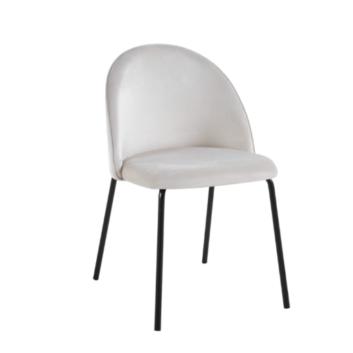 Image de chaise Genova de salle à manger beige tissu velours antitaches pieds acier inoxydable chez maison des meubles