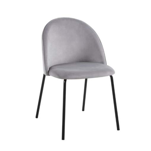 Image de chaise Genova de salle à manger gris tissu velours antitaches pieds acier inoxydable chez maison des meubles