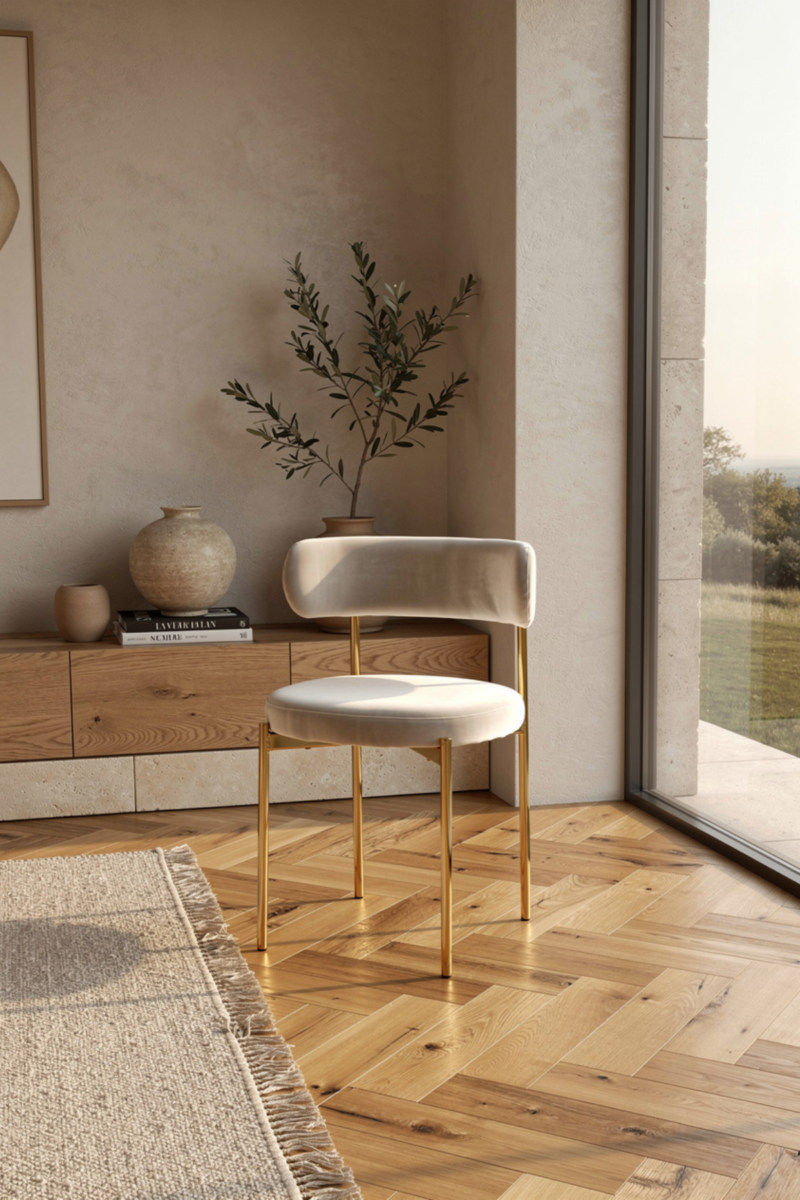 SOHO VELOURS BEIGE PIEDS DORES