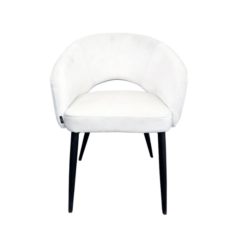 CHAISE KIARA EN VELOURS ECRU ET PIEDS NOIR