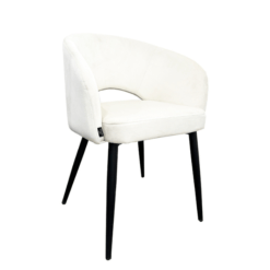 CHAISE KIARA EN VELOURS ECRU ET PIEDS NOIR