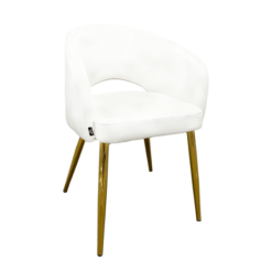 CHAISE KIARA EN VELOURS ECRU ET PIEDS DORE