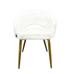CHAISE KIARA EN VELOURS ECRU ET PIEDS DORE