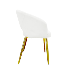 CHAISE KIARA EN VELOURS ECRU ET PIEDS DORE