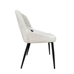 Chaise Tulipe tissus lin beige pieds noirs