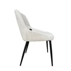 Chaise Tulipe tissus lin beige pieds noirs