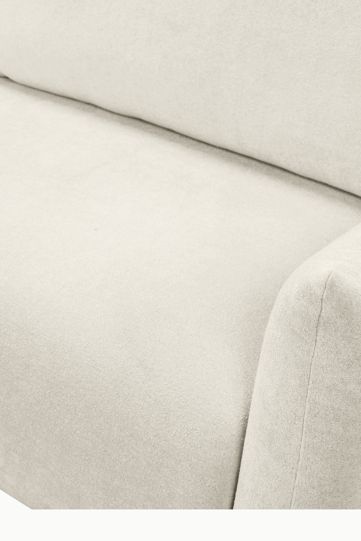 Canapé d’angle Allia convertible avec coffre de rangement, revêtement laine bouclée écru