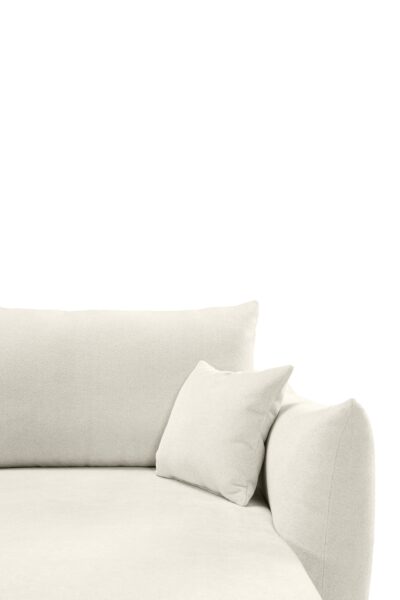 Canapé d’angle Allia convertible avec coffre de rangement, revêtement laine bouclée écru