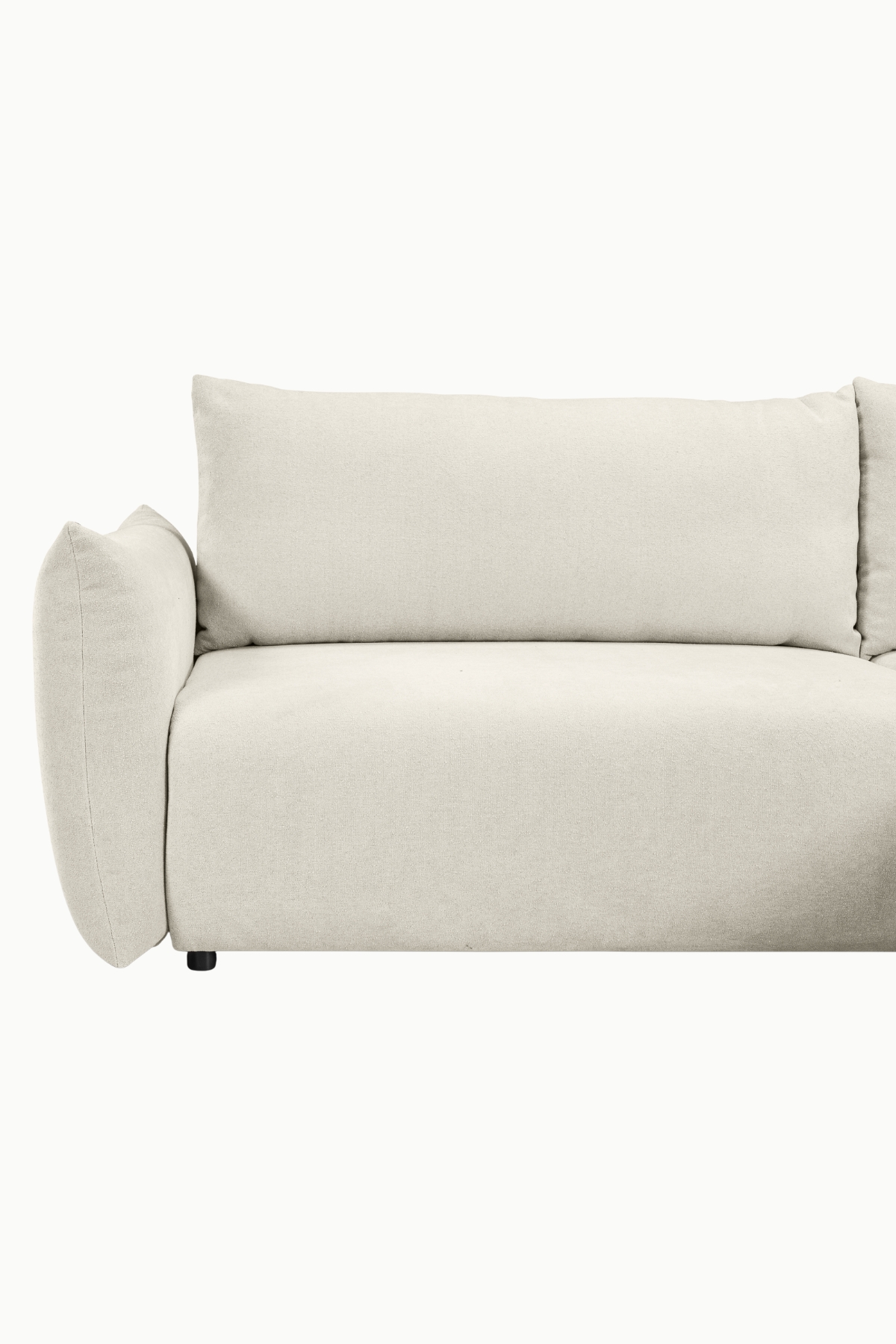 Canapé d’angle Allia convertible avec coffre de rangement, revêtement laine bouclée écru