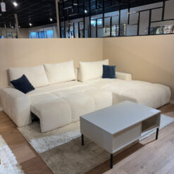 Canapé BUBBLE XL tissus écru, convertible et coffre de rangement