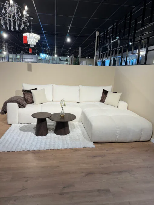 Canapé BUBBLE XL tissus écru, convertible et coffre de rangement