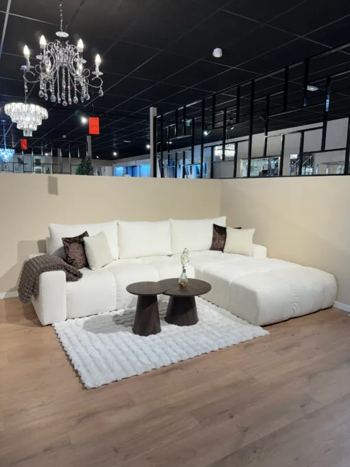 Canapé BUBBLE XL tissus écru, convertible et coffre de rangement