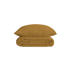 PARURE DE LIT PERCOLE DE COTON COULEUR OCRE LANDIA