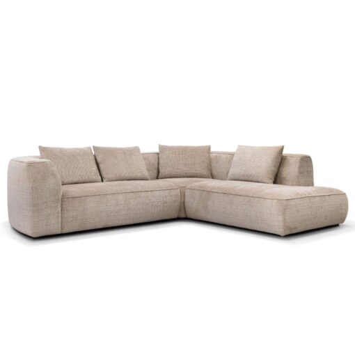 Canapé d'angle MOOD modulable tissus chenille taupe / beige
