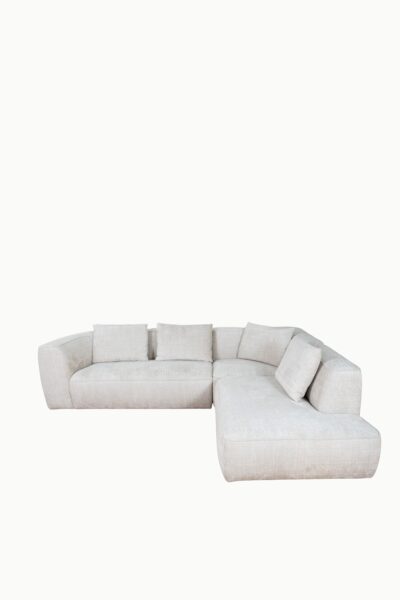 canapé modulable Mood en tissu chenille, avec méridienne, formes contemporaines et assises larges