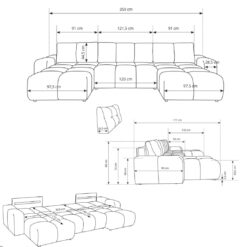 Dimensions canapé BUBBLE U