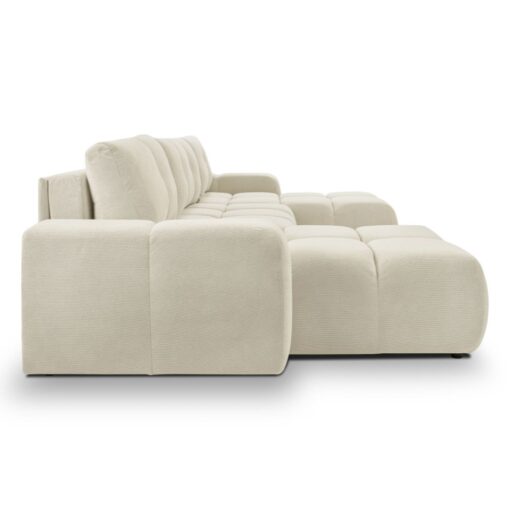 Canapé BUBBLE U convertible avec coffre de rangement, tissus beige.