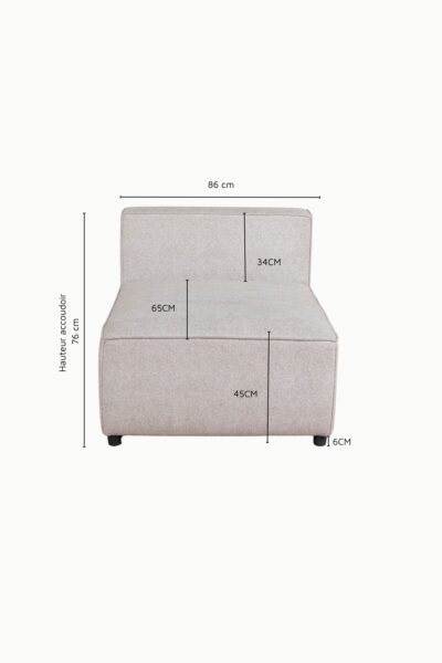 module une place Monte Carlo en tissu chenille beige, design moderne carré