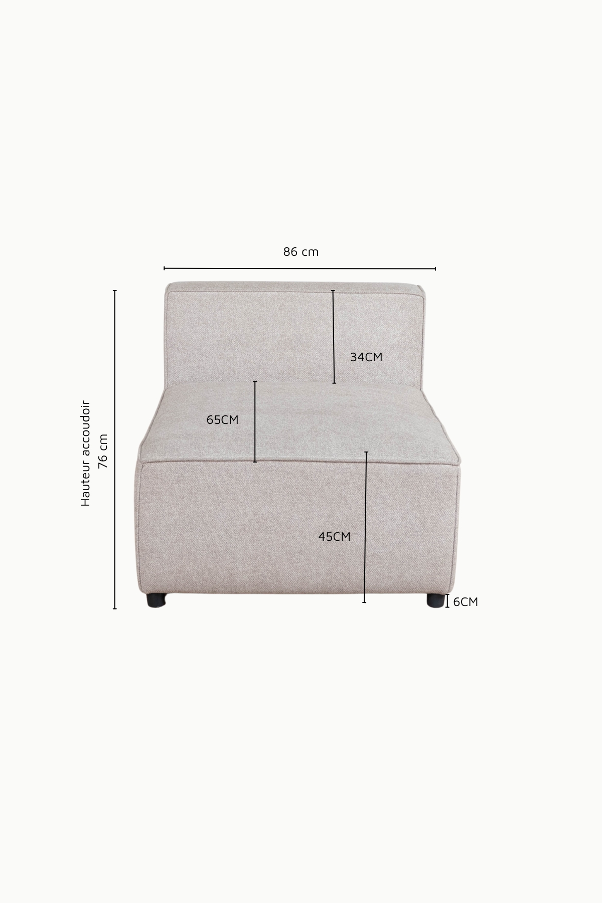 module une place Monte Carlo en tissu chenille beige, design moderne carré