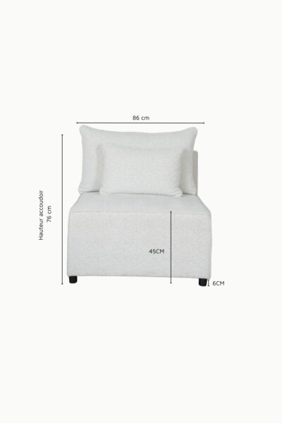 module une place Monte Carlo en tissu chenille écru, design moderne carré